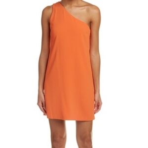 ALICE+OLIVIA 🧡 "Electra" Brilliant Orange One Shoulder Assym Crepe Minidress 6